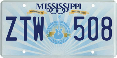 MS license plate ZTW508