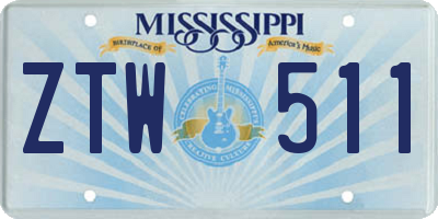 MS license plate ZTW511