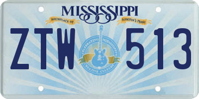 MS license plate ZTW513