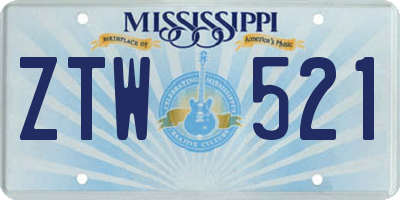 MS license plate ZTW521