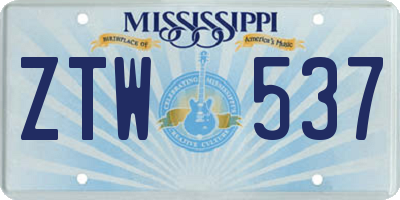 MS license plate ZTW537