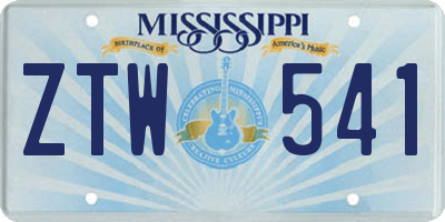 MS license plate ZTW541