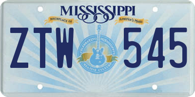 MS license plate ZTW545