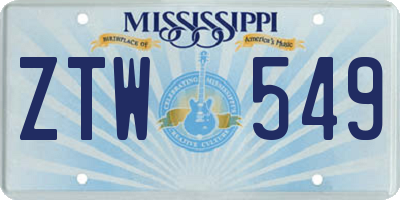 MS license plate ZTW549