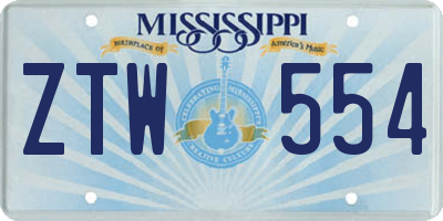 MS license plate ZTW554