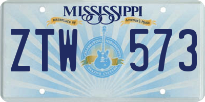 MS license plate ZTW573