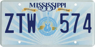 MS license plate ZTW574