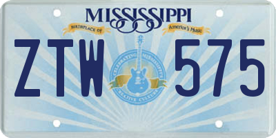 MS license plate ZTW575