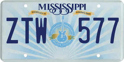 MS license plate ZTW577