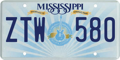 MS license plate ZTW580
