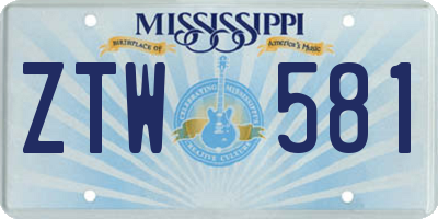 MS license plate ZTW581