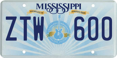 MS license plate ZTW600