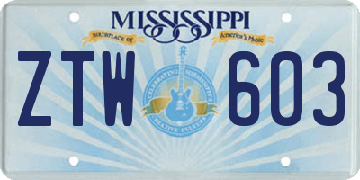 MS license plate ZTW603