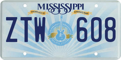 MS license plate ZTW608