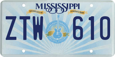 MS license plate ZTW610