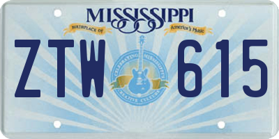 MS license plate ZTW615