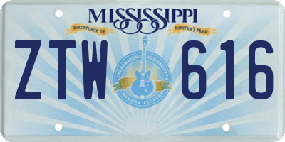 MS license plate ZTW616