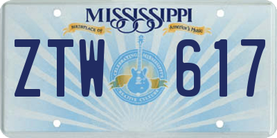 MS license plate ZTW617