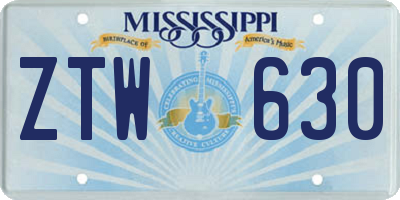 MS license plate ZTW630