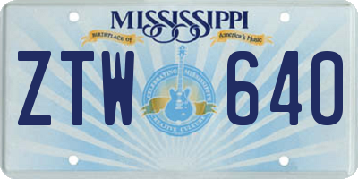 MS license plate ZTW640