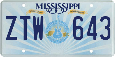 MS license plate ZTW643