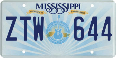 MS license plate ZTW644