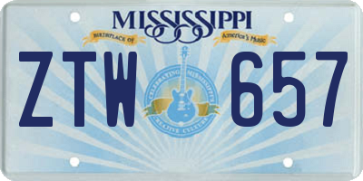 MS license plate ZTW657