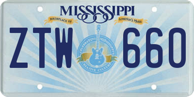 MS license plate ZTW660