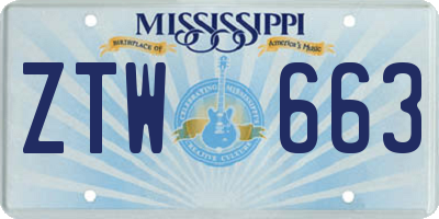 MS license plate ZTW663