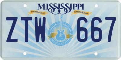 MS license plate ZTW667