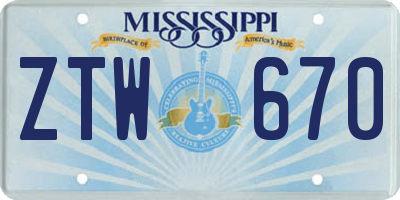 MS license plate ZTW670