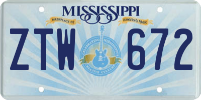 MS license plate ZTW672