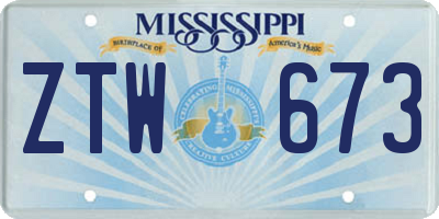 MS license plate ZTW673