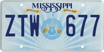 MS license plate ZTW677