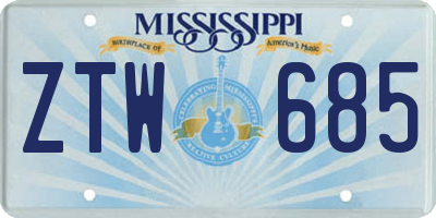 MS license plate ZTW685