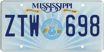 MS license plate ZTW698
