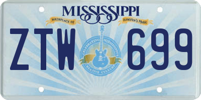 MS license plate ZTW699