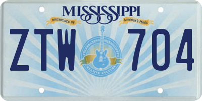 MS license plate ZTW704