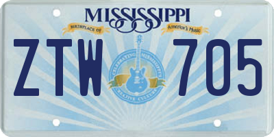 MS license plate ZTW705