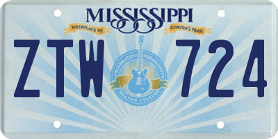 MS license plate ZTW724