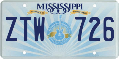MS license plate ZTW726