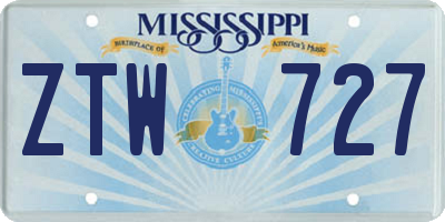 MS license plate ZTW727