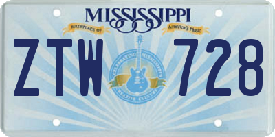 MS license plate ZTW728