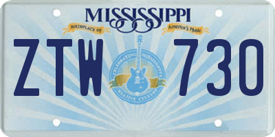 MS license plate ZTW730