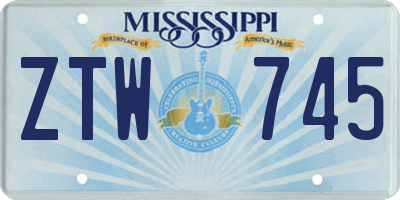 MS license plate ZTW745
