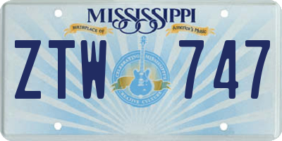 MS license plate ZTW747