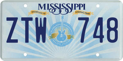MS license plate ZTW748