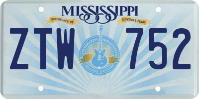 MS license plate ZTW752