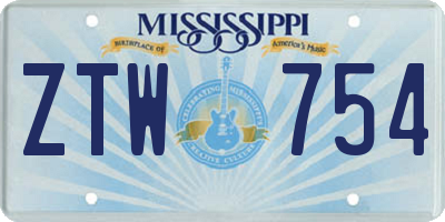 MS license plate ZTW754