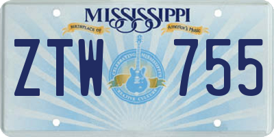 MS license plate ZTW755